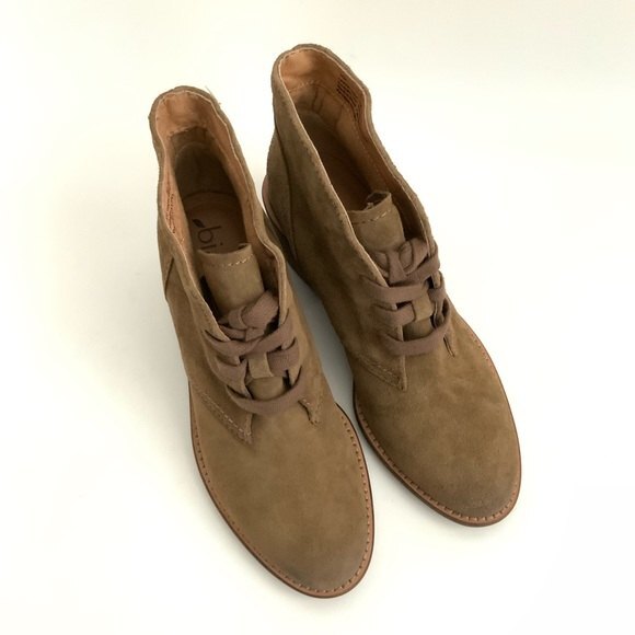 Biala Bootie Women Size 5M Tan Leather Lace-up Block Heel Distressed - Picture 11 of 12